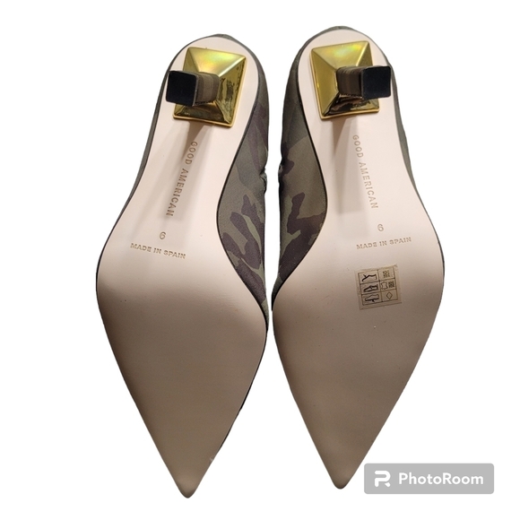 Good American Green Camo Neoprene Pointed Toe Boots - Picture 4 of 6